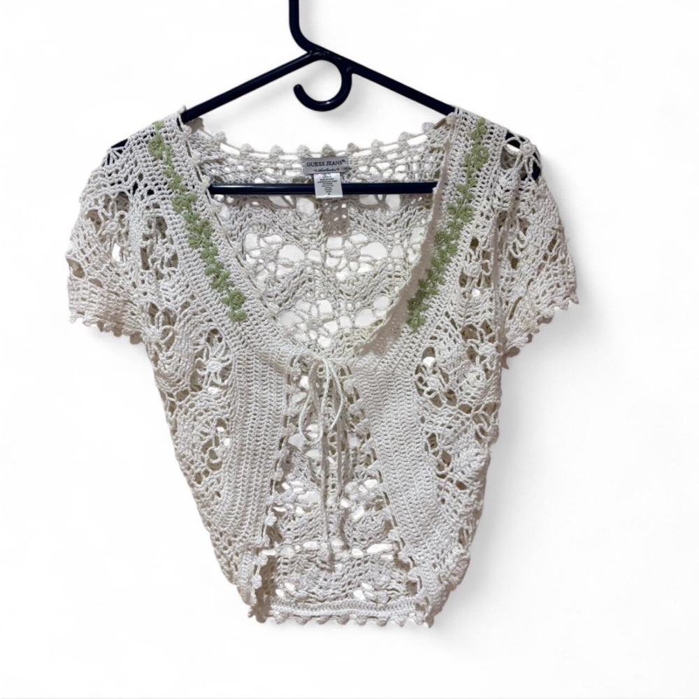 Vintage Guess Cream Crochet Lace Blouse